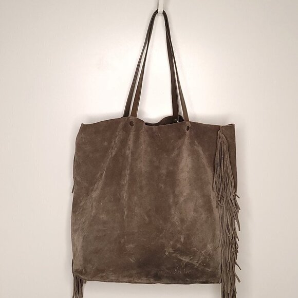 All Saints Club Lea Fringe Tote, Khaki Olive - Picture 5 of 14